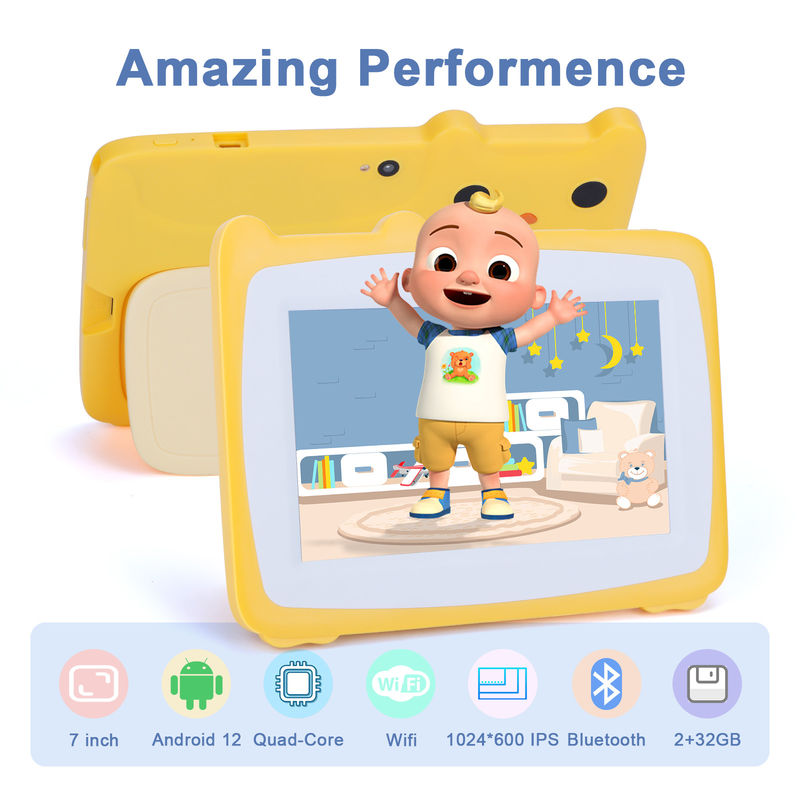 C Idea 7 polegadas crianças touch screen tablets câmeras duplas tela de alta definição 2+32G amarelo
