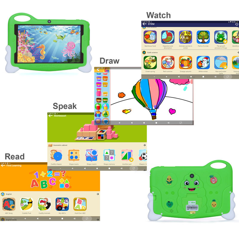 C idea Kids Student Study Tablet 7 polegadas Cute Long Battery Life 32GB Armazenamento 2MP + 5MP Dual Câmera CM90 Verde