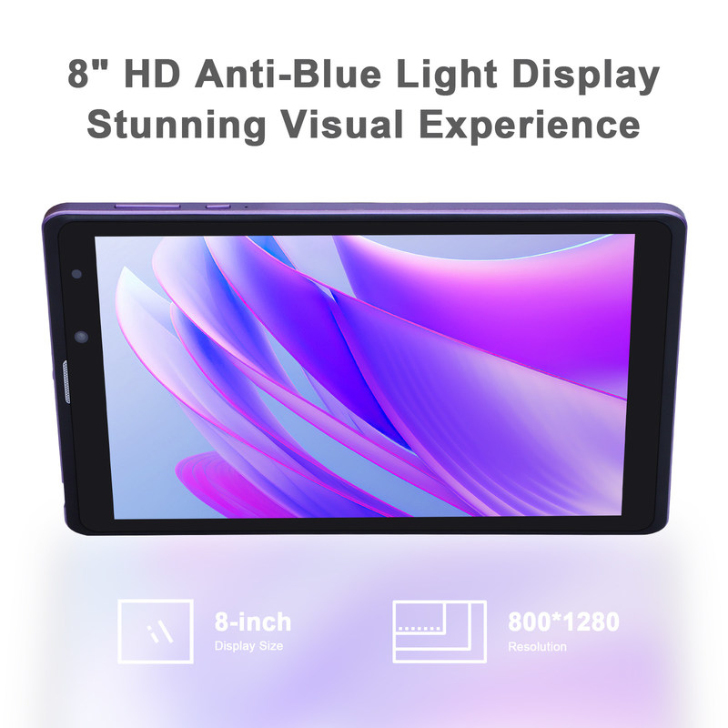 C idea Android 12 Tablets Roxo Leitor portátil Longa duração da bateria Cartão TF Tablets de tela HD expansível com caixa CM835