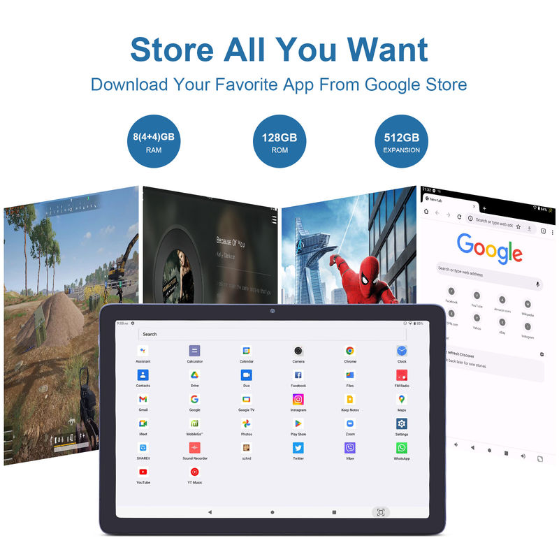 C ideia 10,1 polegadas Android 12 Tablet 8GB RAM 128GB ROM Modelo CM1200