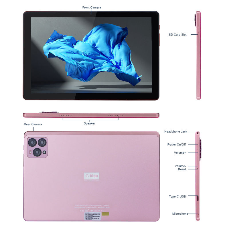 C ideia 10 polegadas Android 12 Tablet 8GB RAM 256GB ROM Modelo CM8000PLUS Rosa
