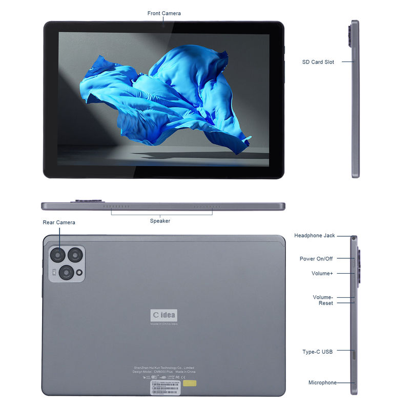 C ideia 10 polegadas Android 12 Tablet 8GB RAM 256GB ROM Modelo CM8000PLUS Cinza