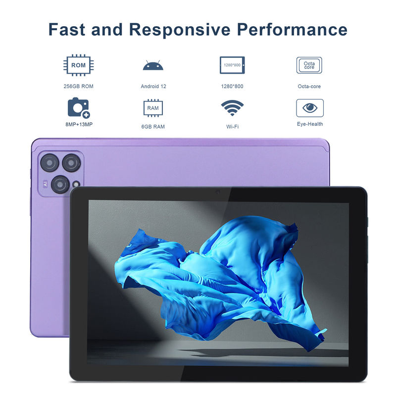 C Idea 10 polegadas Android 12 Tablet 8GB RAM 256GB ROM Modelo CM8000PLUS Roxo