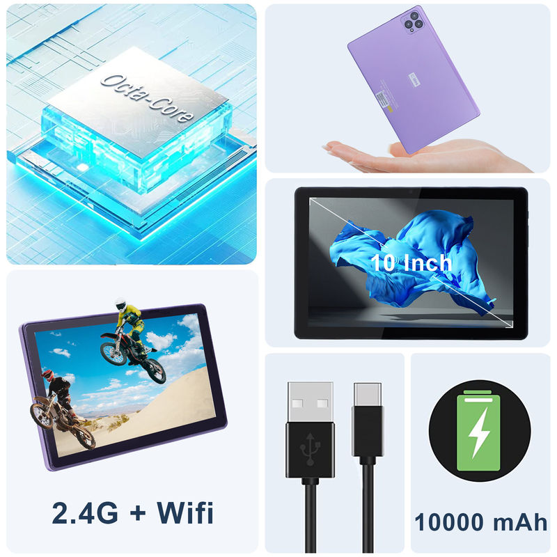 C Idea 10 polegadas Android 12 Tablet 8GB RAM 256GB ROM Modelo CM8000PLUS Roxo