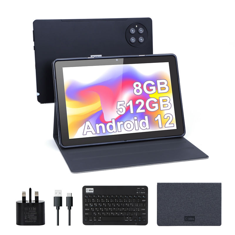 C Idea 9.7 polegadas Android 12 Tablet 8GB RAM 512GB ROM Modelo CM7800 Preto