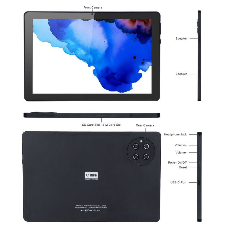 C Idea 9.7 polegadas Android 12 Tablet 8GB RAM 512GB ROM Modelo CM7800 Preto