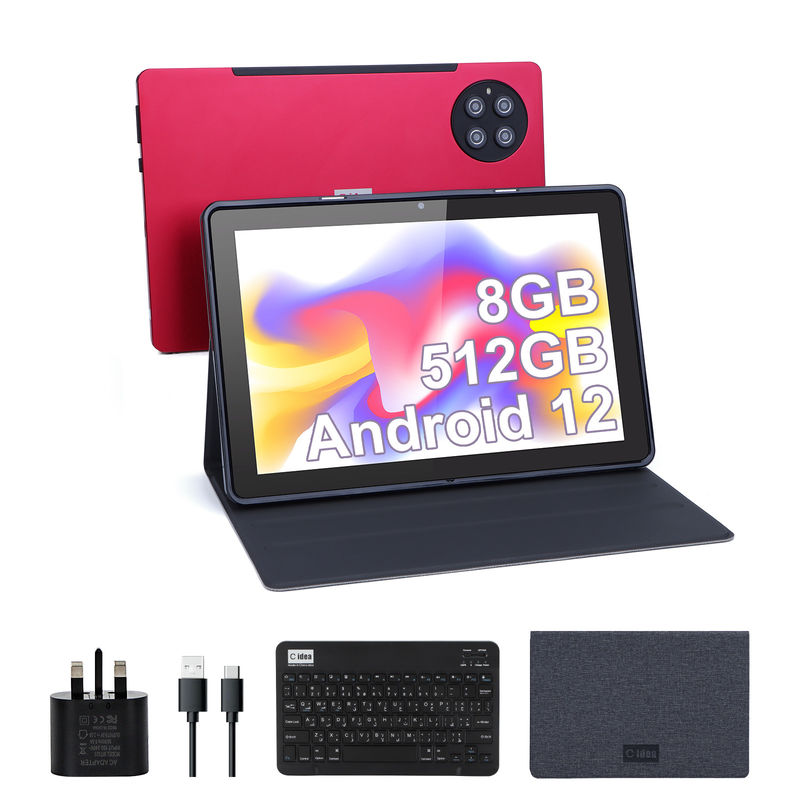 C Idea 9,7 polegadas Android 12 Tablet 8GB RAM 512GB ROM Modelo CM7800 Vermelho