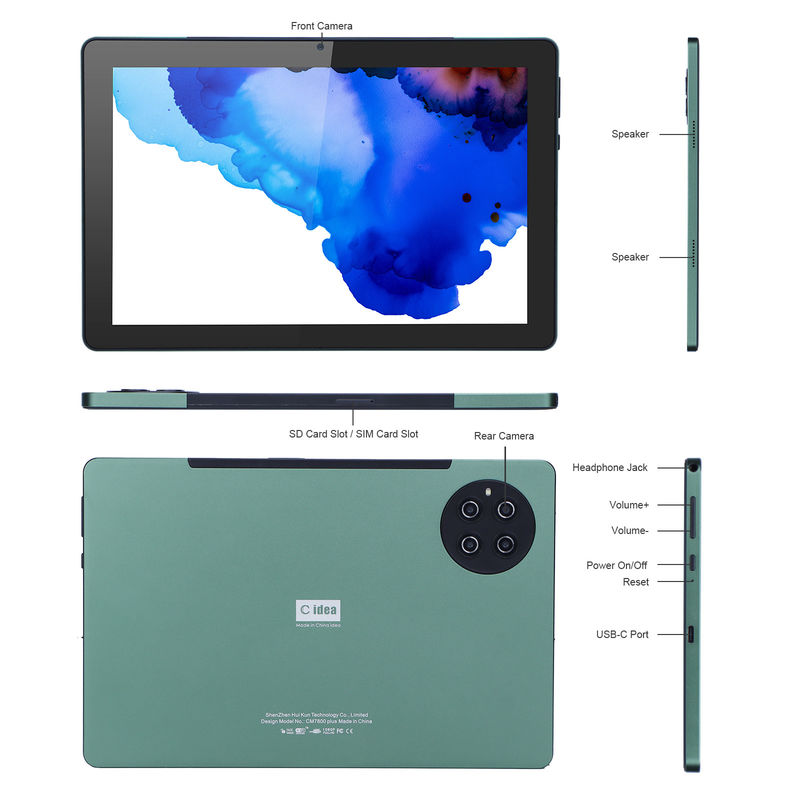 C Idea 9,7 polegadas Android 12 Tablet 8GB RAM 512GB ROM Modelo CM7800 Verde