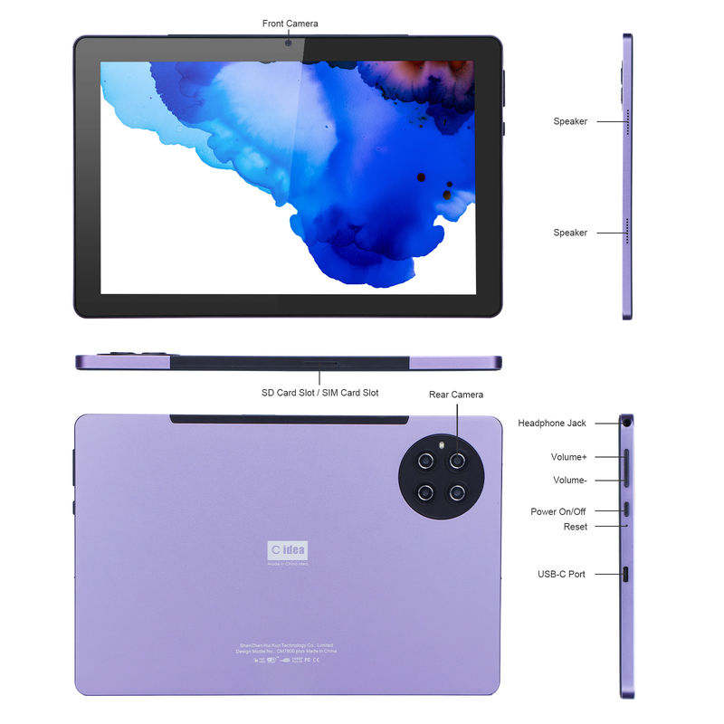 C Idea 9,7 polegadas Android 12 Tablet 8GB RAM 512GB ROM Modelo CM7800 Roxo