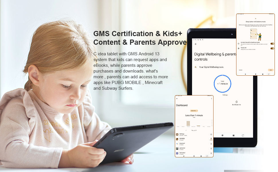 C idea Youth 8 Inch Tablet Android 13 com tela de luz azul, Wi-Fi, 32GB + 64GB, 800*1280 IPS incell CM826