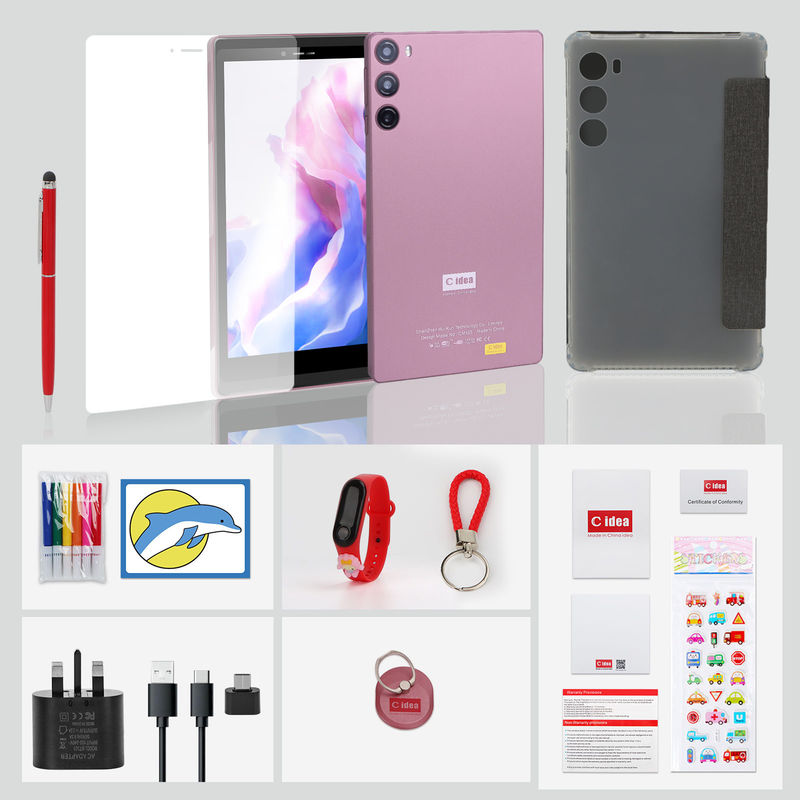C Idea Android 12 Tablet 6GB RAM 128GB ROM com SIM 7 polegadas Tablet PC para estudantes CM525 Pink