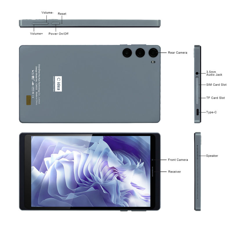C Idea School Tablet 512GB Android 12 Com Suporte SIM Smart Tablet PC CM525 Cinza