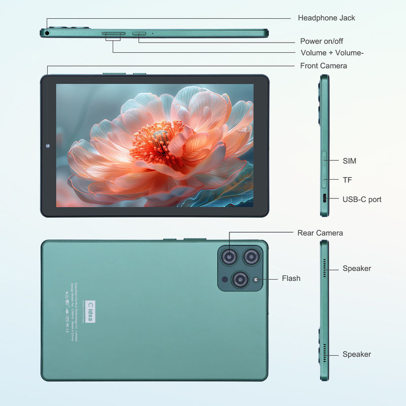 C ideia 9 polegadas Android 12 Tablet 8GB RAM 512GB ROM 5MP + 8MP Dual Camera WIFI Tablet com SIM CM915 (verde)