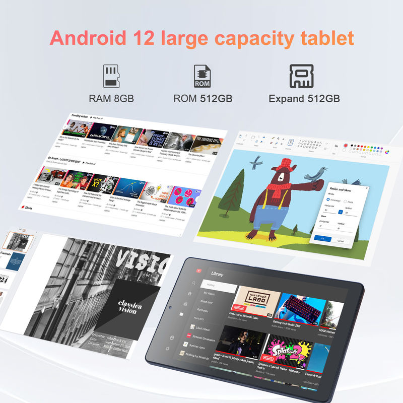 C ideia 9 polegadas Android 12 Tablet 8GB RAM 512GB ROM 5MP + 8MP Dual Camera WIFI Tablet com SIM CM915 (Curvo)