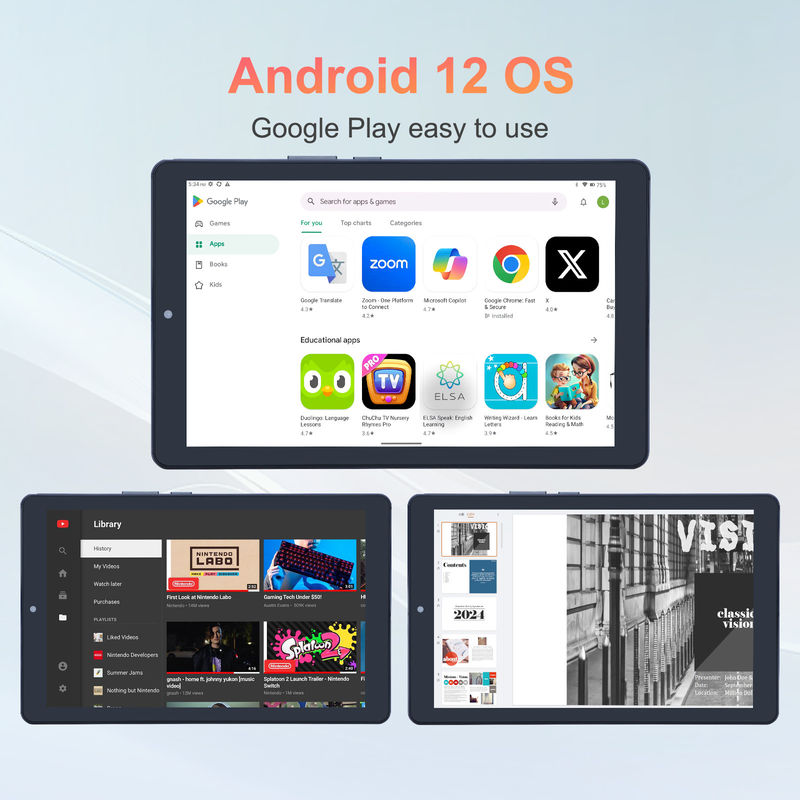 C ideia 9 polegadas Android 12 Tablet 8GB RAM 512GB ROM 5MP + 8MP Dual Camera WIFI Tablet com SIM CM915 (Curvo)