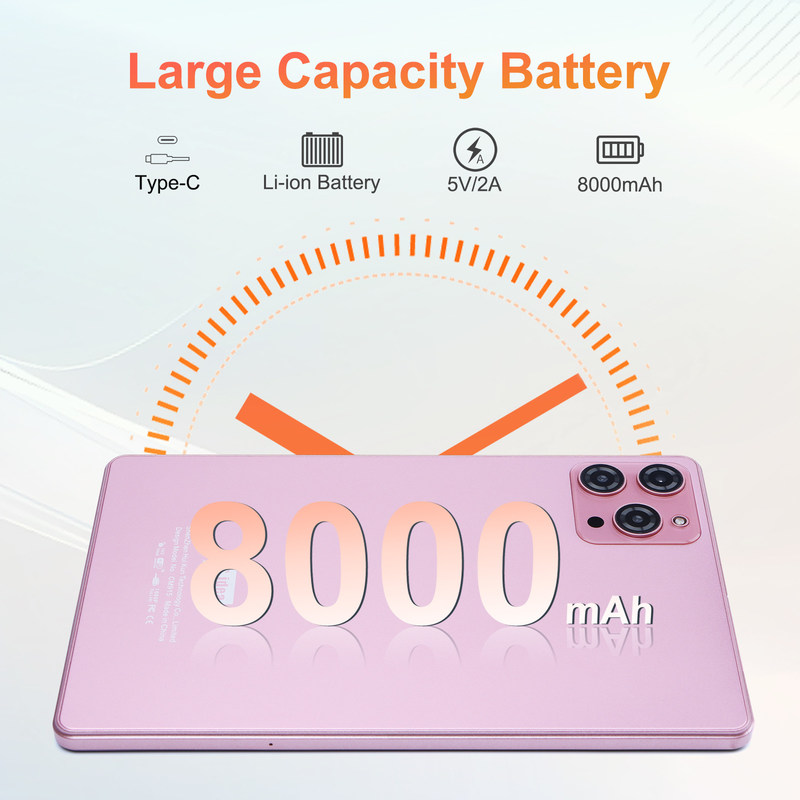C ideia 9 polegadas Android 12 Tablet 8GB RAM 512GB ROM 5MP + 8MP Dual Camera WIFI Tablet com SIM CM915 (Pink)