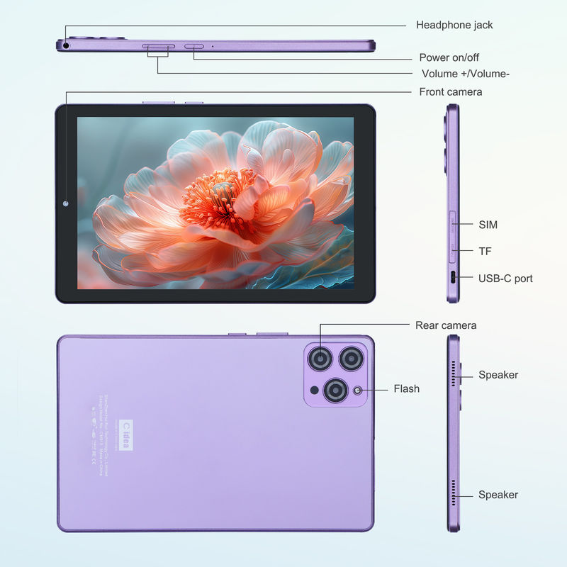 C ideia 9 polegadas Android 12 Tablet 8GB RAM 512GB ROM 5MP + 8MP Dual Camera WIFI Tablet com SIM CM915 (Purple)