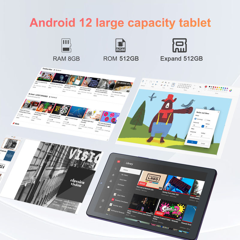 C ideia 9 polegadas Android 12 Tablet 8GB RAM 512GB ROM 5MP + 8MP Dual Camera WIFI Tablet com SIM CM915 (Purple)