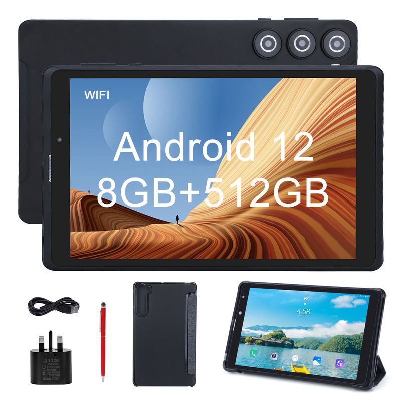 C idea Tablet Android de 8 polegadas Fabricante com Android 12 Quad Core 8GB + 512GB Armazenamento IPS HD Display CM835 ((preto)