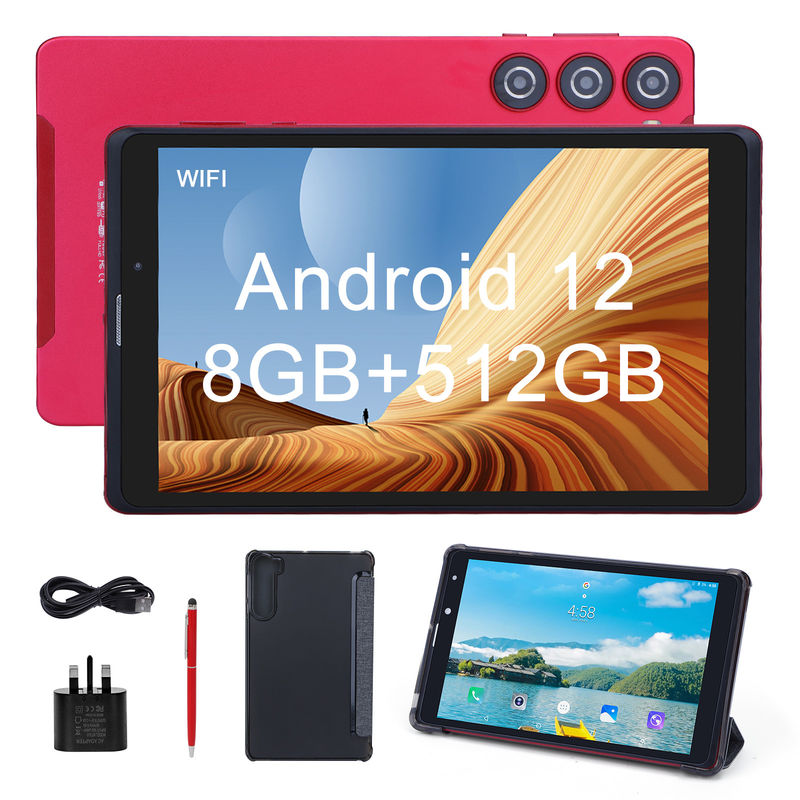 C idea 8 polegadas Android Tablet PC fabricante com Android 12 Quad Core 8GB + 512GB armazenamento IPS HD Display CM835 ((vermelho)