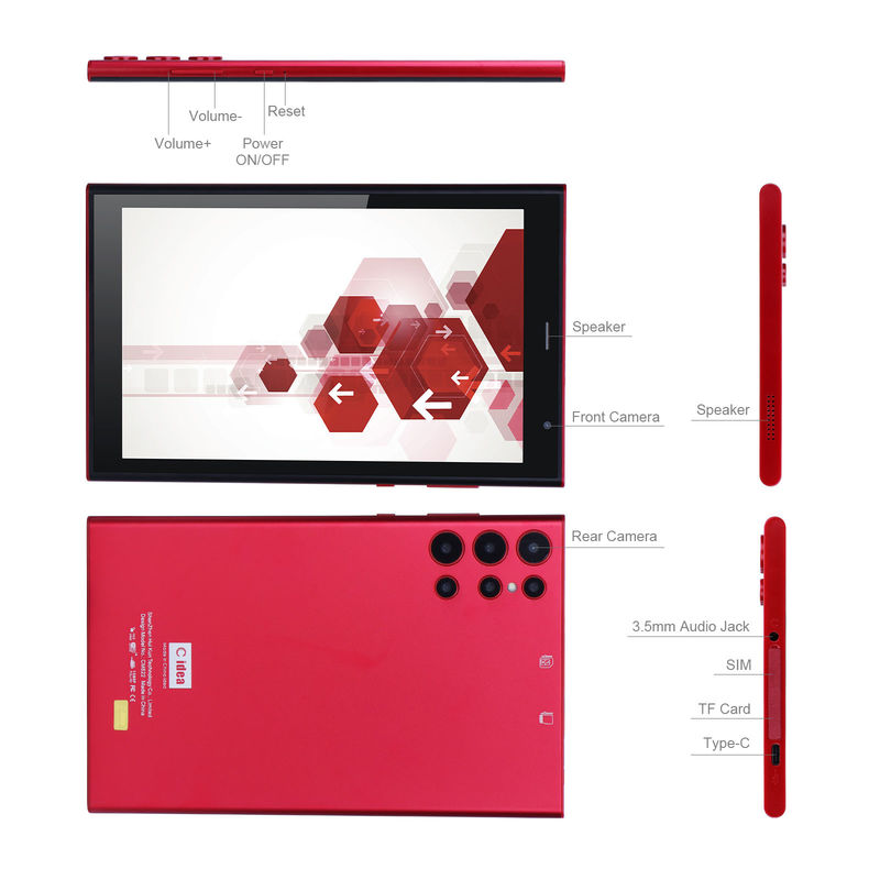 C ideia 8 polegadas Android Tablet PC 8GB RAM 512GB ROM Quad Core 800 * 1280 HD Tablets com WIFI / SIM Card CM822 (vermelho)