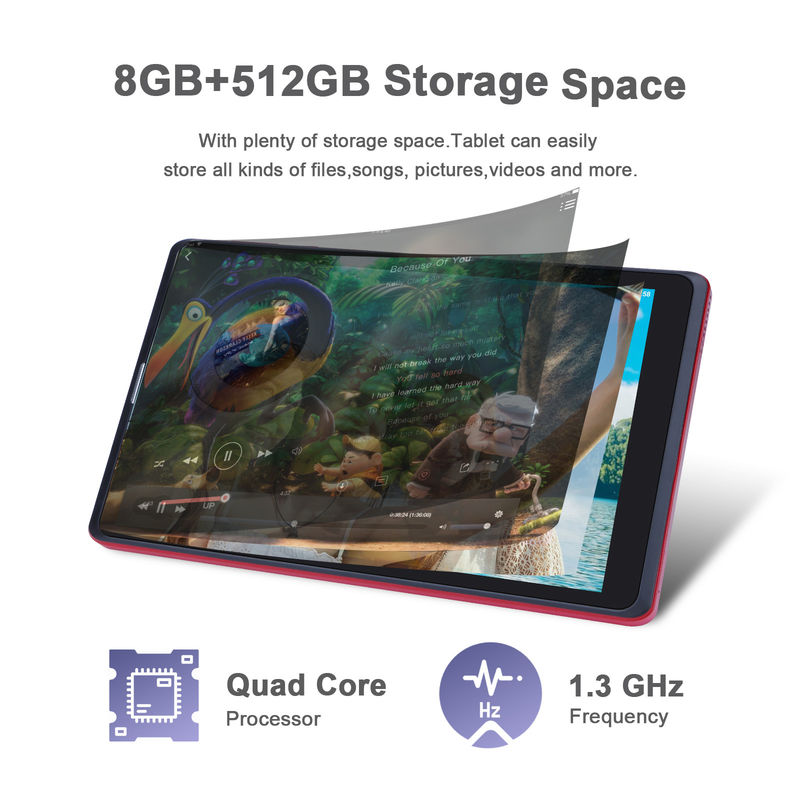 C idea 8 polegadas Android Tablet PC fabricante com Android 12 Quad Core 8GB + 512GB armazenamento IPS HD Display CM835 ((vermelho)