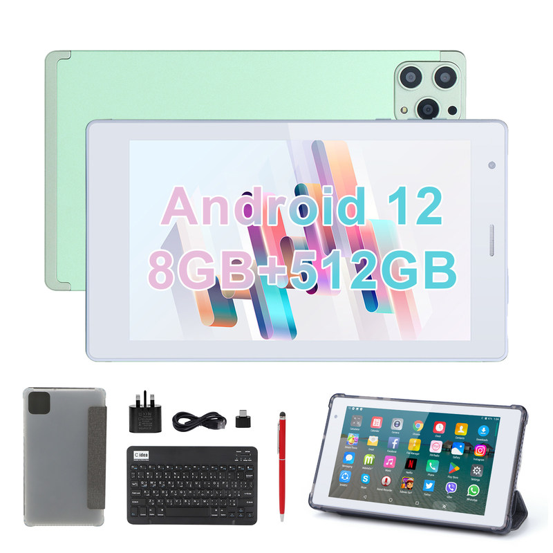 C ideia 7 polegadas Android Smart Tablets 8+512GB Quad Core WiFi Tablet HD Touch Screen CM513 ((verde)