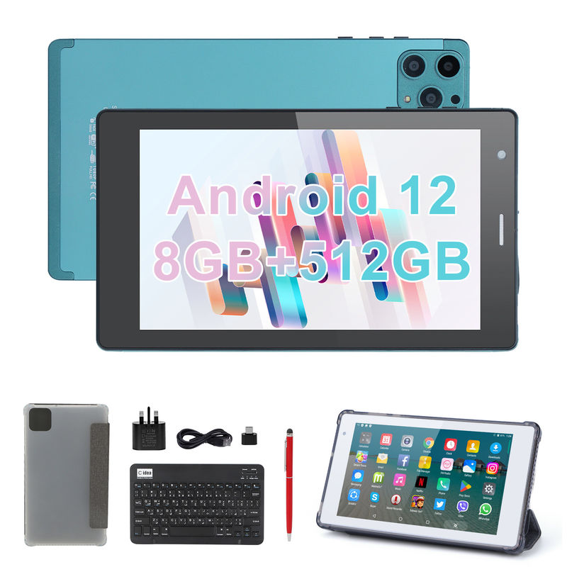 C ideia 7 polegadas Android Smart Tablets 8+512GB Quad Core WiFi Tablet HD Touch Screen CM513 ((Azul)