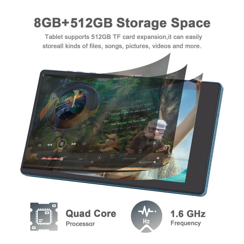 C ideia 7 polegadas Android Smart Tablets 8+512GB Quad Core WiFi Tablet HD Touch Screen CM513 ((Azul)
