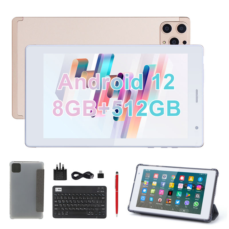 C ideia 7 polegadas Android Smart Tablets 8+512GB Quad Core WiFi Tablet HD Touch Screen CM513 ((Ouro)