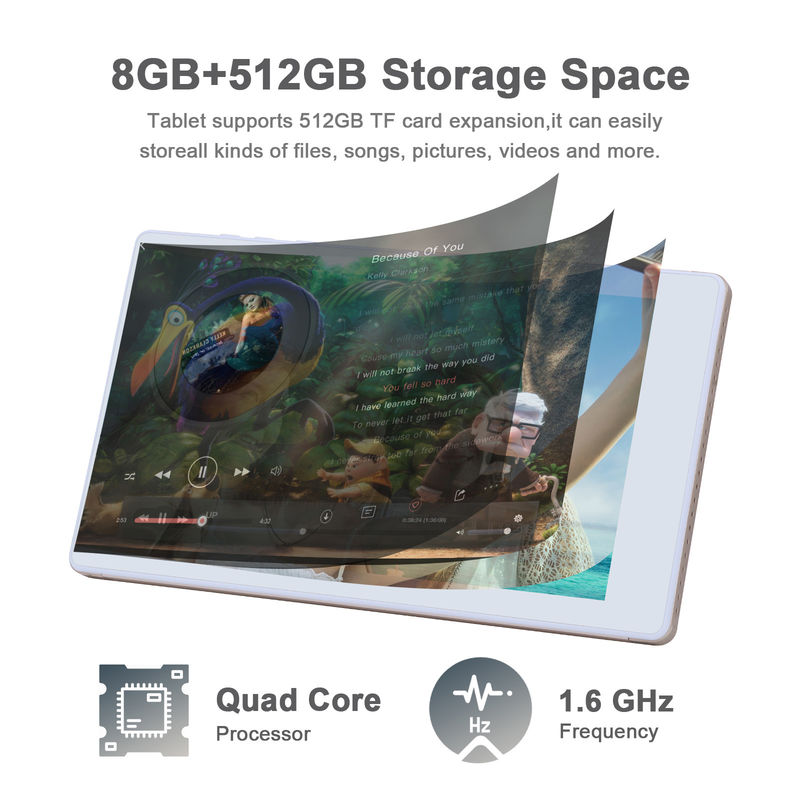 C ideia 7 polegadas Android Smart Tablets 8+512GB Quad Core WiFi Tablet HD Touch Screen CM513 ((Ouro)