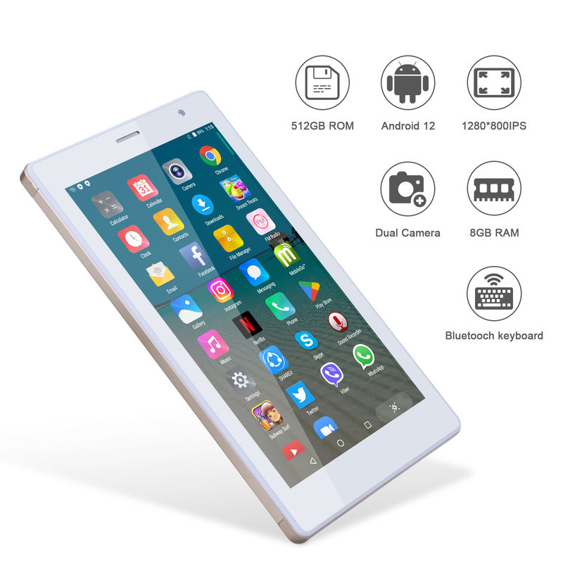C ideia 7 polegadas Android Smart Tablets 8+512GB Quad Core WiFi Tablet HD Touch Screen CM513 ((Ouro)