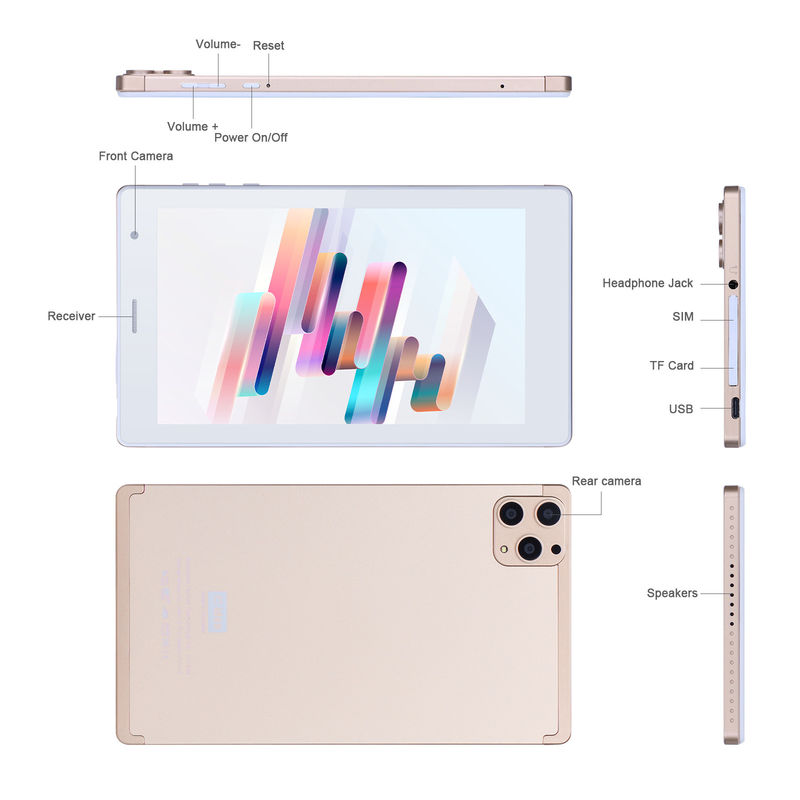 C ideia 7 polegadas Android Smart Tablets 8+512GB Quad Core WiFi Tablet HD Touch Screen CM513 ((Ouro)