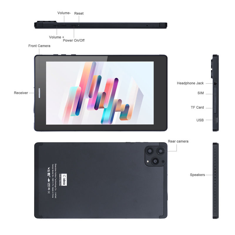 C idéia 7 polegadas Android Smart Tablets 8+512GB Quad Core WiFi Tablet HD Touch Screen CM513 ((Negro)