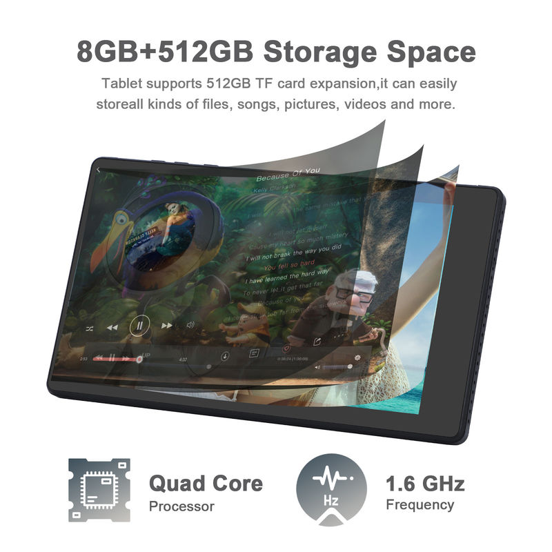 C idéia 7 polegadas Android Smart Tablets 8+512GB Quad Core WiFi Tablet HD Touch Screen CM513 ((Negro)