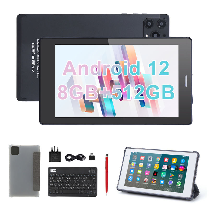 C idéia 7 polegadas Android Smart Tablets 8+512GB Quad Core WiFi Tablet HD Touch Screen CM513 ((Negro)