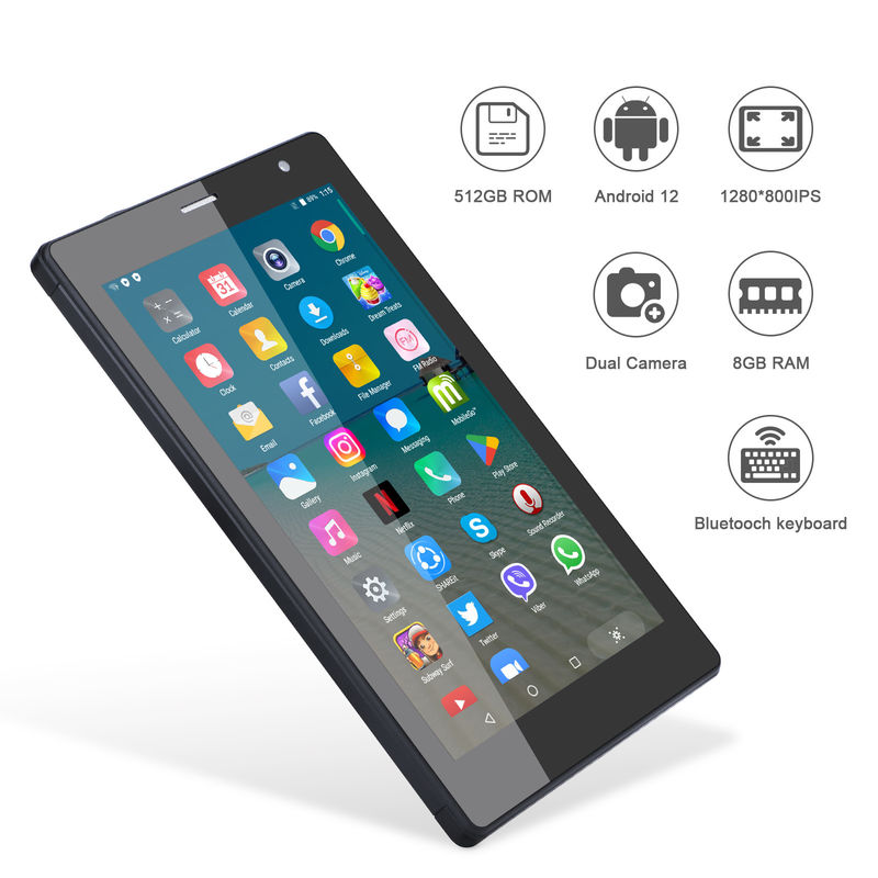 C idéia 7 polegadas Android Smart Tablets 8+512GB Quad Core WiFi Tablet HD Touch Screen CM513 ((Negro)
