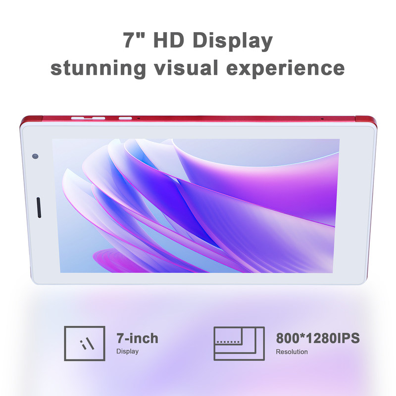 C ideia 7 polegadas Android Smart Tablets 8+512GB Quad Core WiFi Tablet HD Touch Screen CM513 ((Vermelho)