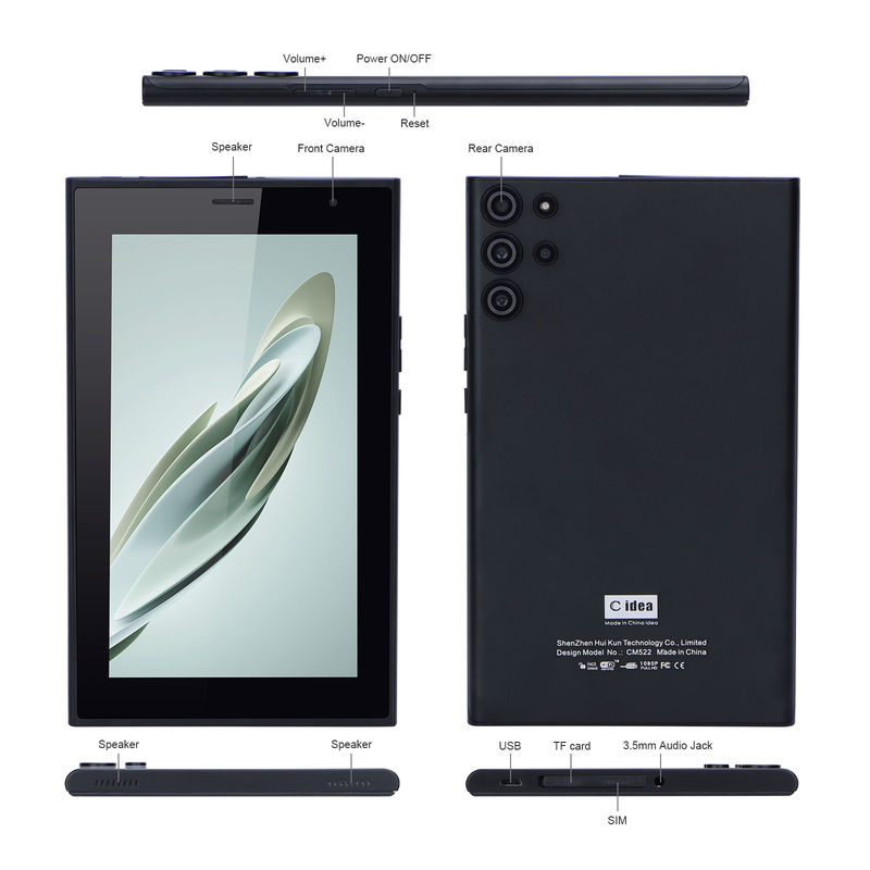 C idea Tablet portátil de tela de 7 polegadas com tela de luz azul Wifi 32GB + 32GB expansão de câmera dupla para presente CM522 preto