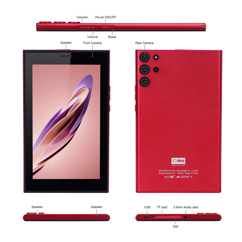 C ideia Android 7 Inch Tablet PC com 6 RAM + 128 ROM Armazenamento 6000mAh duração da bateria para crianças e adultos CM522 Vermelho