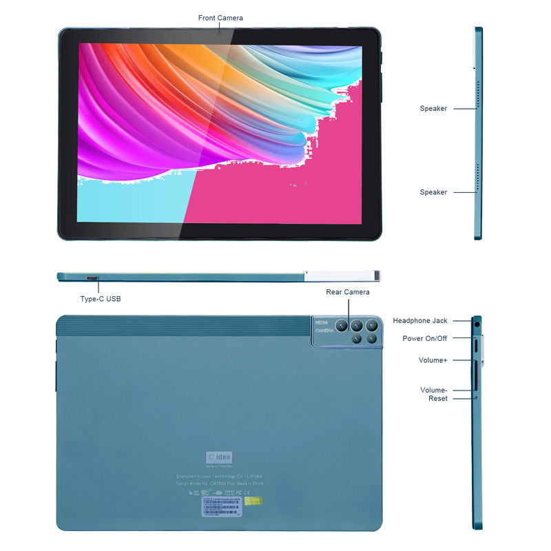 C ideia 256ROM 10 polegadas Tablet PC Dual 5MP + 8MP câmera Quad Core com teclados Case CM7000 azul
