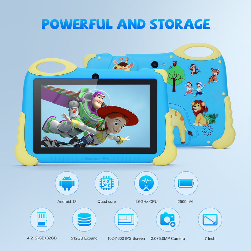 C Idea Tablet Android de 7 polegadas para idades 3-7 Expanda 512GB Tablet Kidspad com caixa CM92