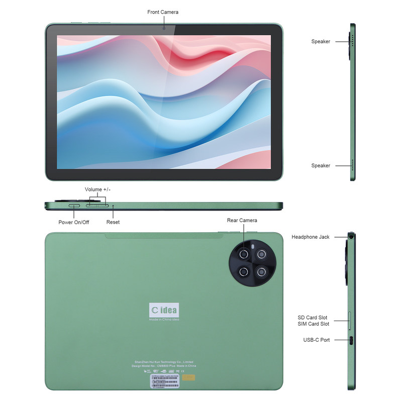 C Idea 10.1 polegadas 8GB RAM 512GB ROM WiFi Smart Tablet PC com suporte à SIM CM8800plus