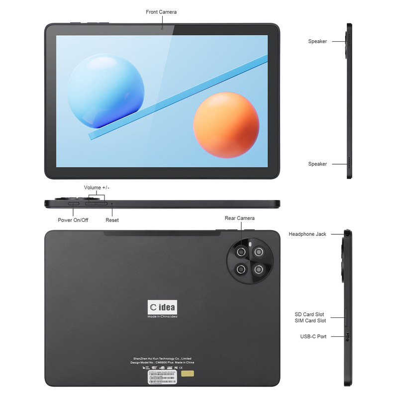 C Idea 512 GB de armazenamento 5G Wi-Fi Trouch Screen 10,1 polegadas Tablet com SIM Para a escola CM8800plus