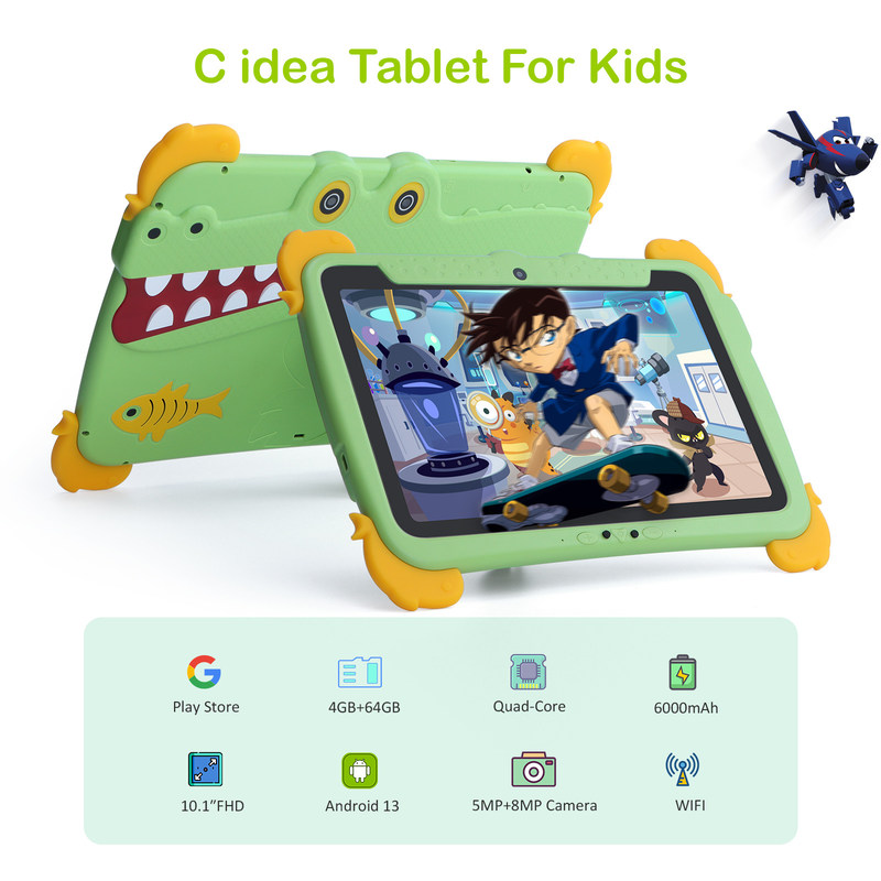 C ideia 10,1 polegadas Kids Tablet PC com proteção para os olhos IPS HD Screen para educação aprendizagem P1100