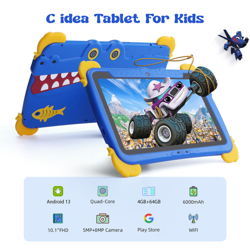 C idea Kids Tab 10.1inch Android 13 Tablet para Criança 4GB RAM 64GB ROM Proteção Ocular Touchscreen para crianças de 3 a 8 anos