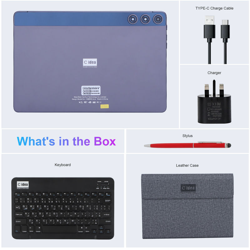 C ideia Android Tablet 10,1 polegadas Dual Camera 8GB RAM 512GB WIFI 5G Tablet com teclado mouse Suporte SIM para escola