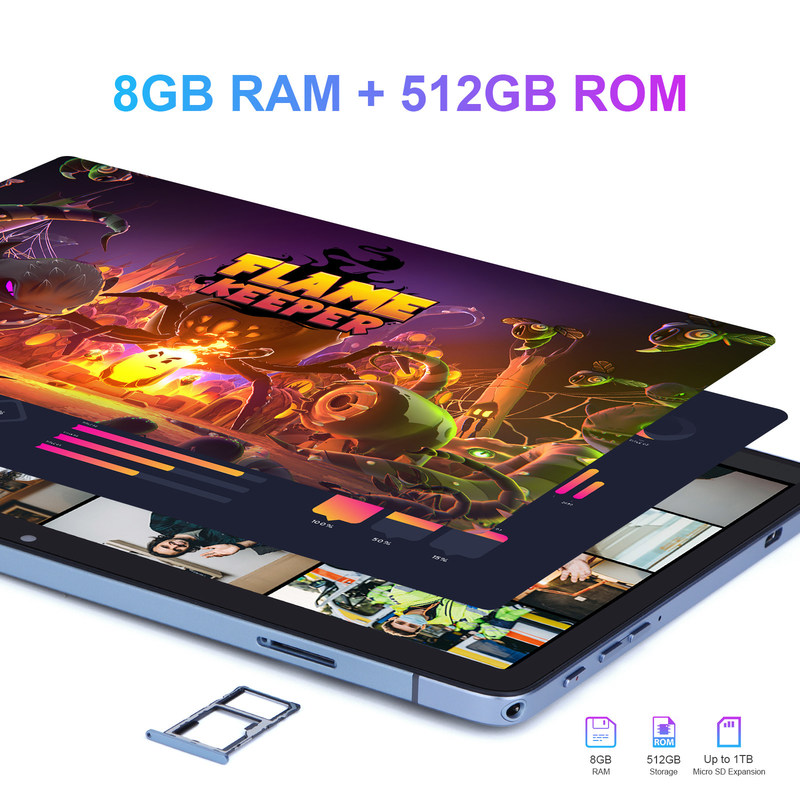 C ideia Android Tablet WIFI 5G Tablet 10,1 polegadas Dual Camera 8GB RAM 512GB com teclado mouse Suporte SIM para aluno