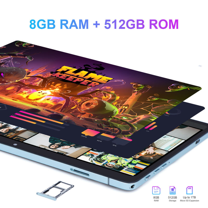 C idea 10.1 Inch Smart Tablet 10000mAh Bateria 8GB + 512GB com teclado Bluetooth e suporte SIM para educação e aprendizagem