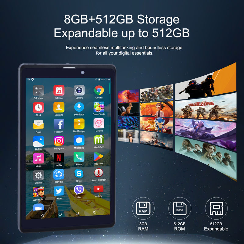 C ideia Android Tablet PC Dual Camera 8 polegadas 1280x800 IPS HD Display Android 12 tablets para estudantes CM818-Grey